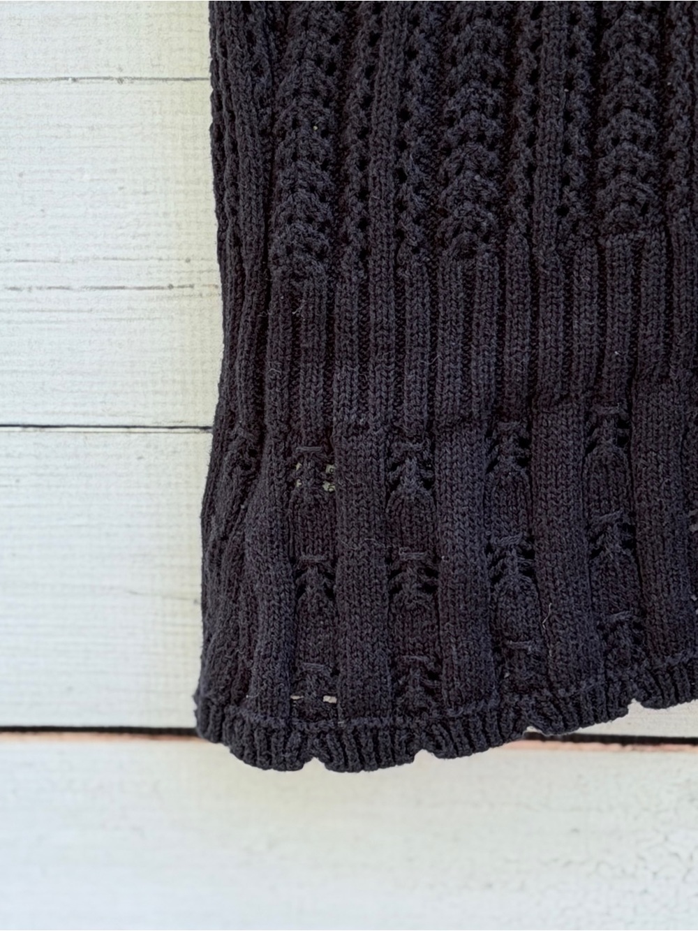 Notations Black Short-Sleeve Open-Knit Cardigan Sweater - Picture 5 of 5